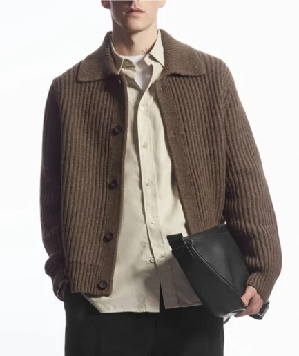 Turn Down Neck Wool Blend Cardigan Buttons Knitwear Sweaters for Man Knitted Sweater Warm Floor Cardigan Knit Sweater Men