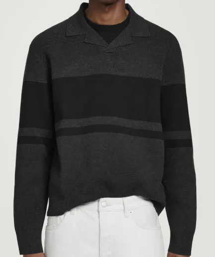 Fashion Man Sweater With High Quality Striped Polo-collar Spring Autumn Texture Pullover Knitted Sweater