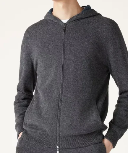 Man Dress New Long Sleeve Full Zip V Neck Cardigan Sweater High Quality Hooded Two-way Zip Knitted Cardigan Men for 2026