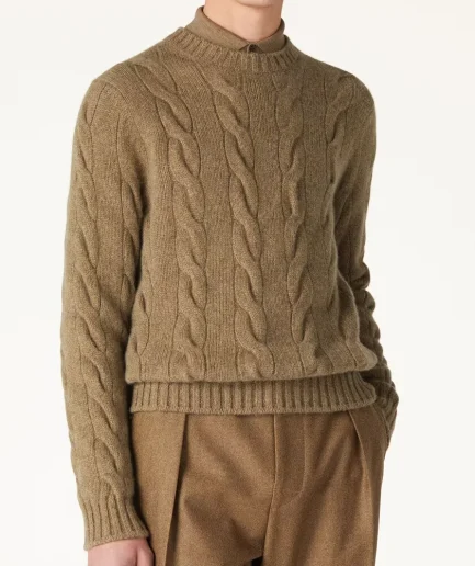 Solid Round Neck Casual and Comfortable Pullover Knitted Sweater Luxury Long Sleeve Knitted Cotton Sweater Dress Man