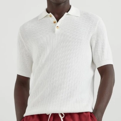 Daily Community Style Men Sweater Pullover Button Polo Neck Men Knitwear Short Sleeve Sweater High Quality  Knitted