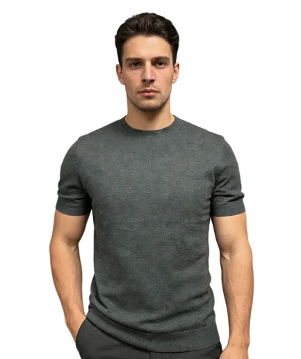 Men's 100%  Wool Crew Neck Short Sleeve T-Shirt Summer Wear Breathable Soft Casual Top for Daily Outdoor