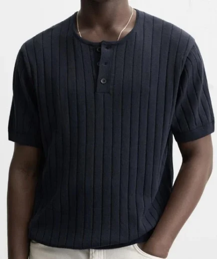 Daily Community Style Men Sweater Pullover Button Crew Neck Men Knitwear Short Sleeve Sweater High Quality  Knitted