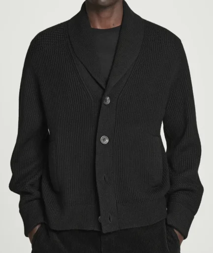 100% Cotton V Neck Long Sleeve Luxury Knitted Cardigan for Man Spring Winter Coat Warm Cardigan Decorative Button for Man