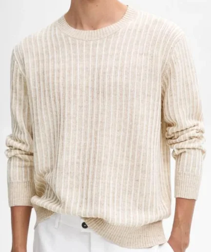 Men Pullover Sweater Knit Blazer Suit Crew Neck Lightweight With Pocket Long Summer Thin Knitted Sweater for Man