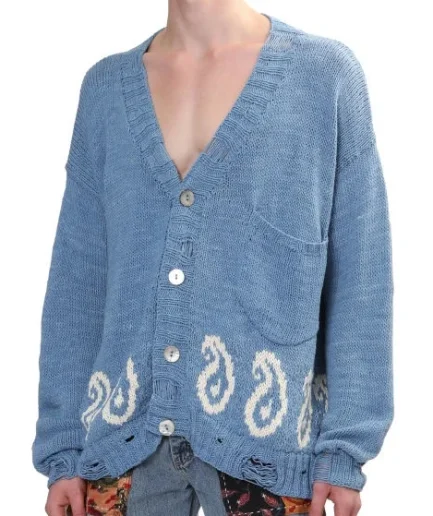 New Fashion Relaxed Fit Rib Hem Knitted Sweater for Man Jacquard Long Sleeve Straight Breasted Cardigan Sweater Man 2026