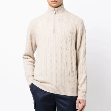 High Quality Men's Crew Neck Casual Half Height Zipper Pullover 100%cotton Long Sleeve winter Sweatshirts for Men