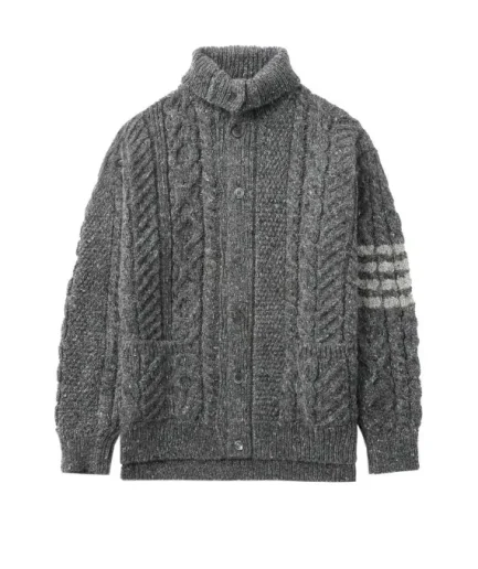 2026 Turtleneck Open Front Button up Cardigan Man Knitted Sweater Long Sleeve Single Breasted Knit Sweater for Man