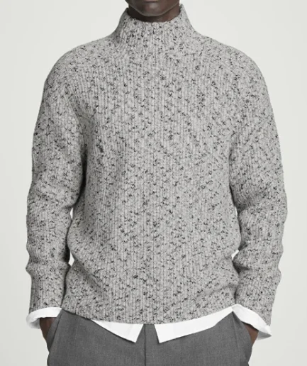 Knitwear Long Sleeve Rib Pullover Style Dress in Blended Linen for Man Design Sweater Knitted Fashion Man