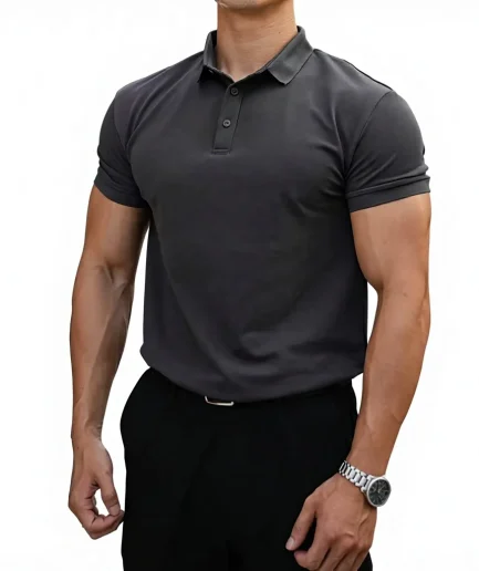 Men's Collared Short-Sleeve Polo Shirts - Slim Fit Breathable Cotton Casual Top for Daily Sports Wear