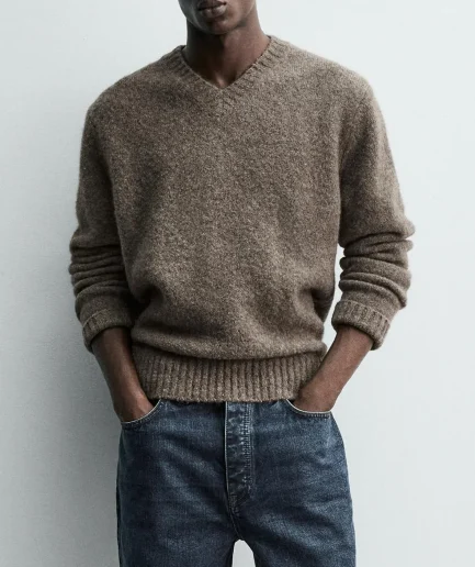 Daily Community Style 100% Wool Sweaters Pullover Crew Neck Men Knitwear Long Sleeve Sweater High Quality Knit for Autumn