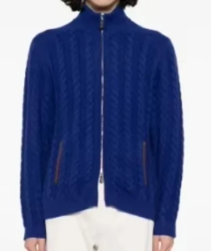 Full Zip  Men's Business Jacket Open Neck Cotton Casual Knit Crew Neck Sweater