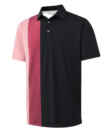 Men's Short Sleeve Polo Shirts Breathable Polyester Slim Fit Casual Lapel Collar for Daily Golf Sports Wear