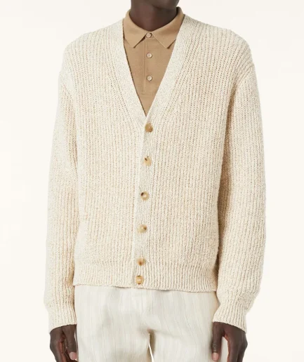 V Neck Knitted Sweater Drop Shipping Long Sleeve White Winter Luxury for Man Cardigan Sweater