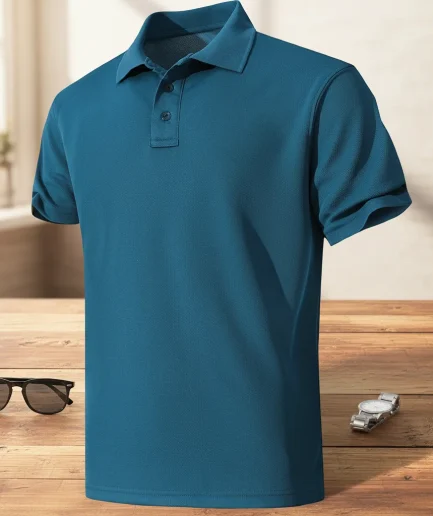 Men's Short Sleeve Knit Polo Shirts Breathable Slim Fit Lapel Casual Daily Golf Sports Wear for Summer