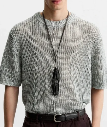 Daily Community Style Men Sweater Pullover Button Polo Neck Men Knitwear Short Sleeve Sweater High Quality  Knitted