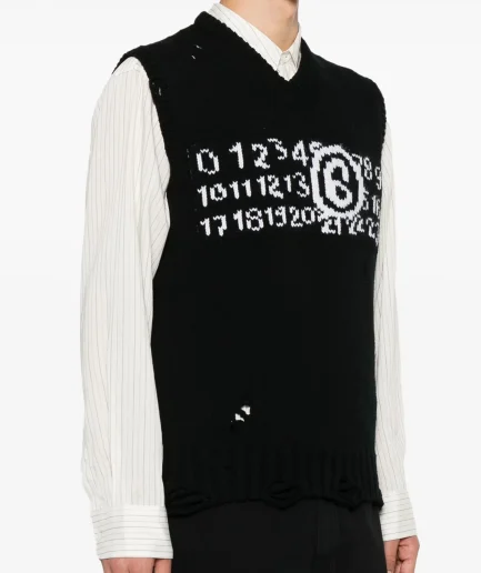 Man Dress Fashion Simple Quality Intarsia Jacquard Sweater Vest Comfortable Pullover Sleeveless V Neck Knitted Sweater for Man