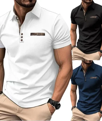 Men's Short-Sleeve Polo Shirts: Slim Fit, Breathable Fabric, Casual Formal Dual-Use, All-Match Style for Daily Business Wear
