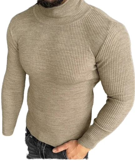 Men's Knitted Pullover Sweater Soft Warm Slim-fit Casual Daily Wear for Autumn Winter Male Tops