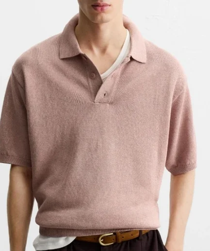 Daily Community Style Men Sweater Pullover Button Polo Neck Men Knitwear Short Sleeve Sweater High Quality  Knitted