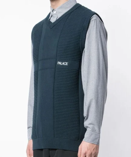 New 100% Cotton Jacquard Rib V Neck Simple Relaxed Vest Man Knitted Sweater Oversize Sleeveless Quality Knitted Sweater for Man