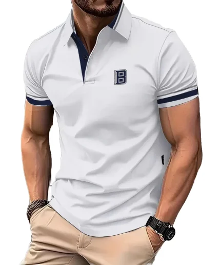 Men's Short-Sleeve Polo Shirts - Slim Fit Soft Knit Fabric, Breathable Casual Wear for Daily Outdoor Activities
