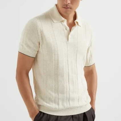 Old Money Style Men Sweater Pullover Polo Neck Men Knitwear Short Sleeve Knitted Sweater Golf Knitted Sweatshirt Blank