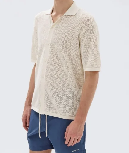 High Quality Lightweight Summer Cotton Knit Button Shirt for Man Comfortable V Neck Cool Simple Thin Short Sleeve Man Sweater