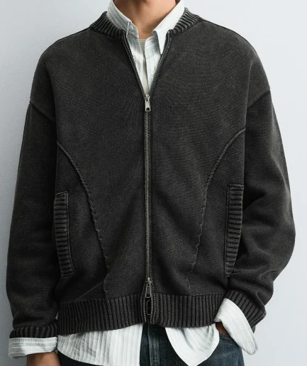 Crew Neck Comfortable Luxury Autumn Sweater Relaxed Fit Full Sleeve Simple Cardigan Knitted High Quality Sweaters for Man