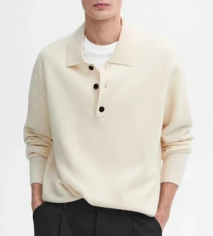 Old Money Style Men Sweater Pullover Polo Neck Men Knitwear Long Sleeve Knitted Sweater High Quality Cashmere Sweater