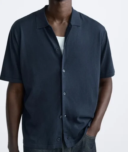 100% Cotton Man Summer Solid Color Short Sleeve Knitted Sweater Comfortable Long Fashion Cardigan Knitted Sweater