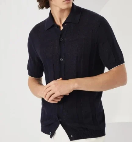 Old Money Style Men Sweater Pullover Polo Neck Men Knitwear Short Sleeve Knitted Sweater High Quality Knitwear Sweater