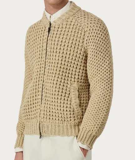 Old Money Style Men Sweater Cardigan Crew Neck Men Knitwear Long Sleeve Hole-picking Design Daily Community Sweater