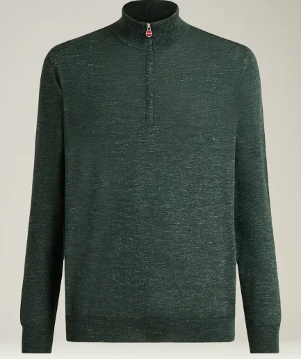 Vintage Crew Neck Wool Long Sleeve Sweater for Man Half Zip High Quality Knitwear Winter Sweater for Men