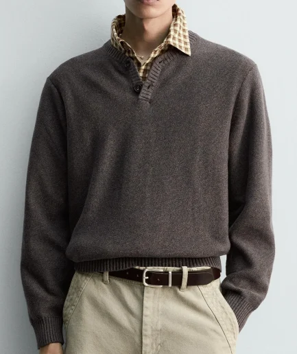 Big v Neck Comfortable Luxury Winter Sweater Relaxed Fit Full Sleeve Simple Pullover Knitted High Quality Sweater for Man