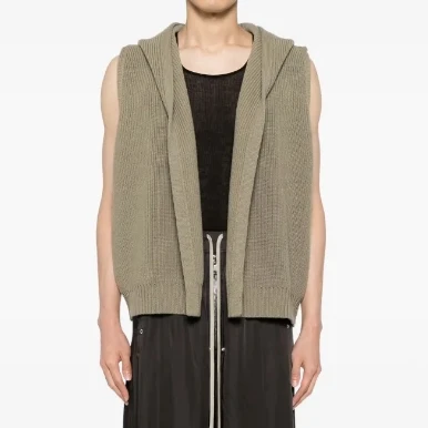 High Quality Men's Hooded Casual Full Height Zipper Pullover 100%cotton Sleeveless Winter Vest Sweater for Men