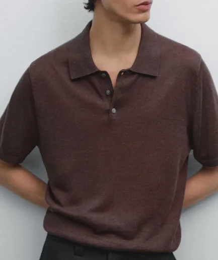 High Quality Daily Community Style Men's Short Sleeve Pullover Button for Polo Neck Knitwear Sweater Supply 3D