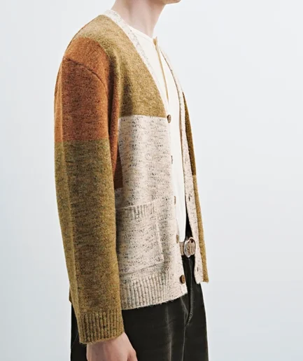 Young Street Style Men Sweater Seamed Cardigan Men Knitwear Long Sleeve v Neck Design Design Daily Community Men Sweaters