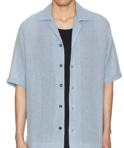 Man Sweater Intarsia Pattern Knitted Sweater 100% Cotton Hollow Out Blue Man Cardigan Sweater