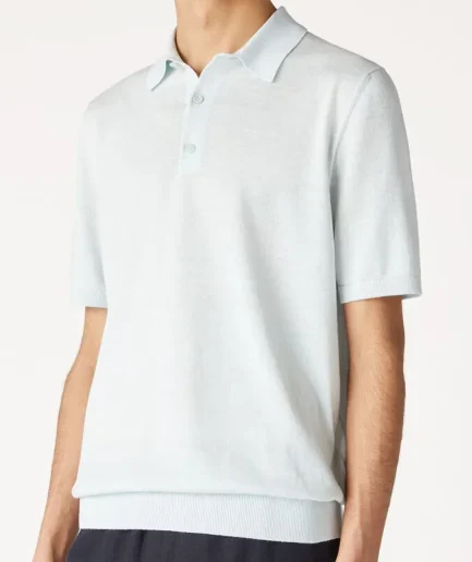 Summer Holiday Unisex Sweater Personalized Short Sleeve Sky Blue Button Designer Polo Pullover Knitted Sweater